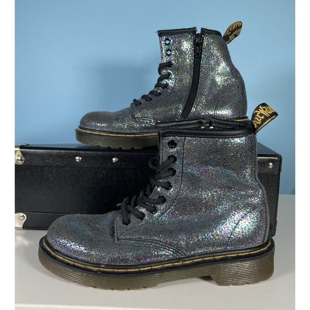 Doc Martens Delaney Gray Gunmetal Coated Glitter (Girl's Size 13) Dr. AW004